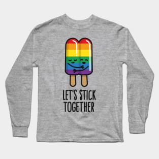 Let's stick together funny LGBT pride gay marriage double popsicle gay couple Long Sleeve T-Shirt